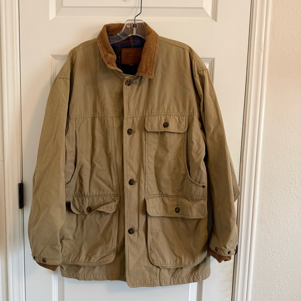 Vintage Aberdeen Canvas Chore Barn Jacket with Brown Corduroy Collar Size M